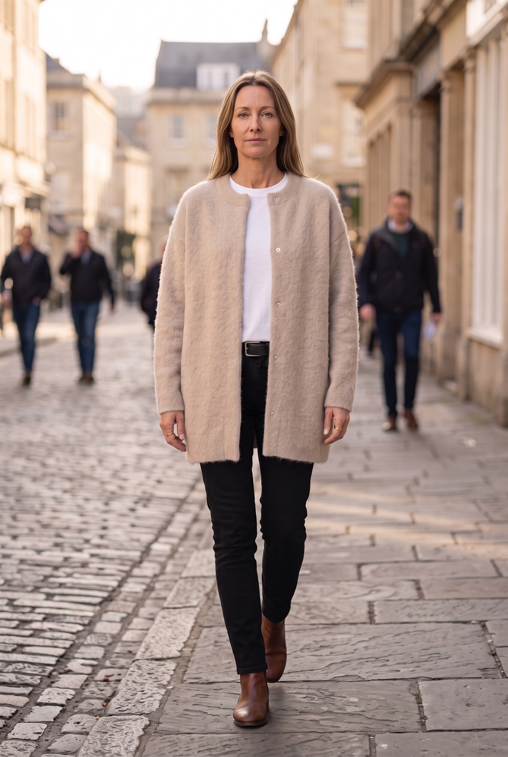 Women's Brushed Knit Longline Cardigan with Button Front