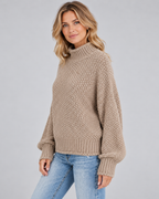 Women's Chunky Turtleneck Knit Jumper with Drop Shoulders