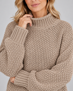 Women's Chunky Turtleneck Knit Jumper with Drop Shoulders