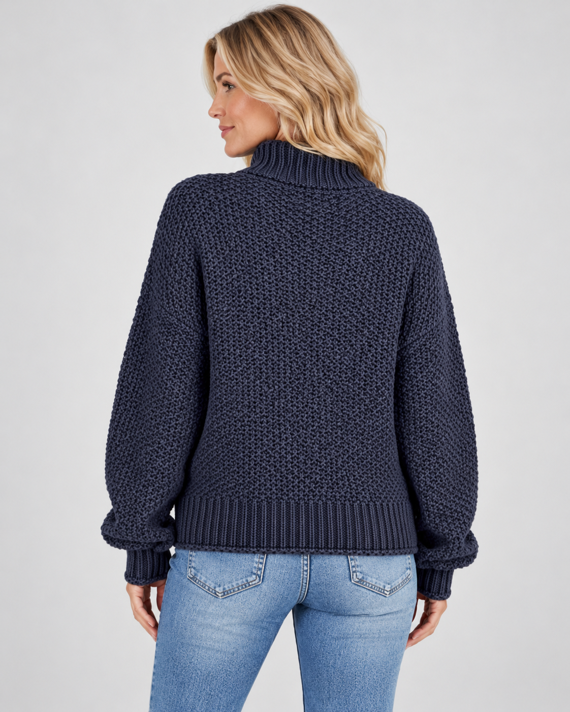Women's Chunky Turtleneck Knit Jumper with Drop Shoulders