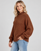 Women's Chunky Turtleneck Knit Jumper with Drop Shoulders