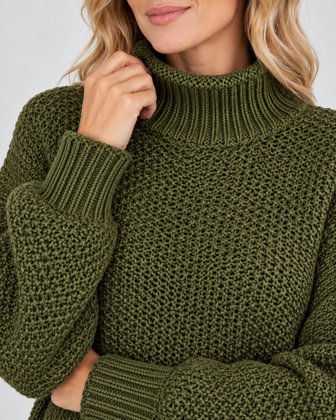 Women's Chunky Turtleneck Knit Jumper with Drop Shoulders