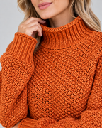 Women's Chunky Turtleneck Knit Jumper with Drop Shoulders