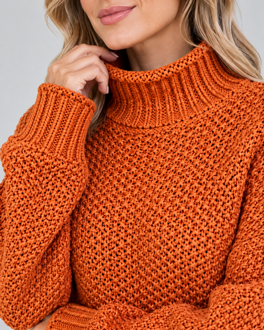 Women's Chunky Turtleneck Knit Jumper with Drop Shoulders