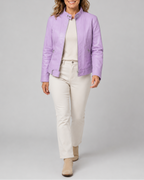 Women's Biker Moto Jacket with Zip Closure and Pockets
