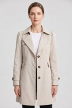 Women's Single Breasted Trench Coat with Lapel Collar and Pockets