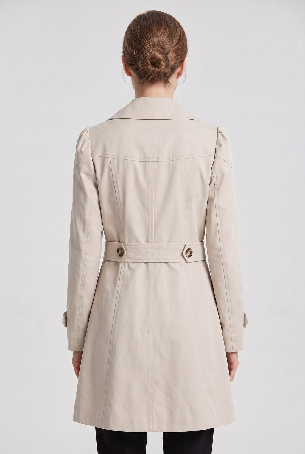 Women's Single Breasted Trench Coat with Lapel Collar and Pockets