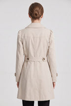 Women's Single Breasted Trench Coat with Lapel Collar and Pockets
