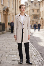 Women's Single Breasted Trench Coat with Lapel Collar and Pockets