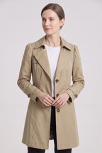 Women's Single Breasted Trench Coat with Lapel Collar and Pockets