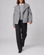 Women's Short Double Breasted Coat with Wide Lapel Collar