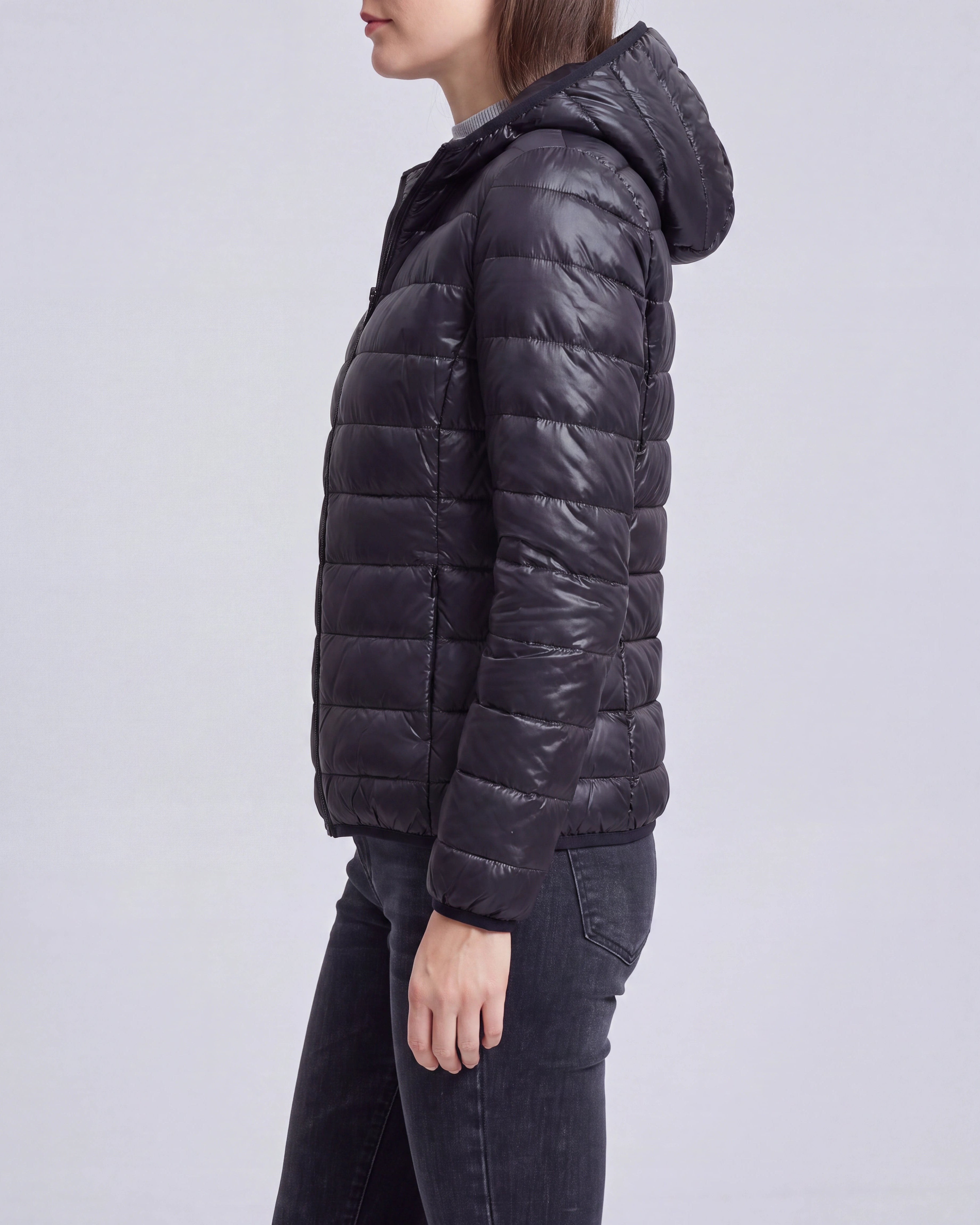 Women's Lightweight Hooded Zip Up Puffer Jacket