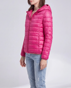 Women's Lightweight Hooded Zip Up Puffer Jacket