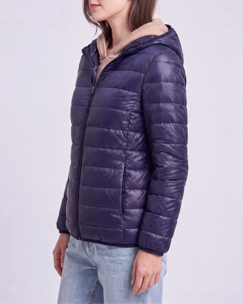 Women's Lightweight Hooded Zip Up Puffer Jacket