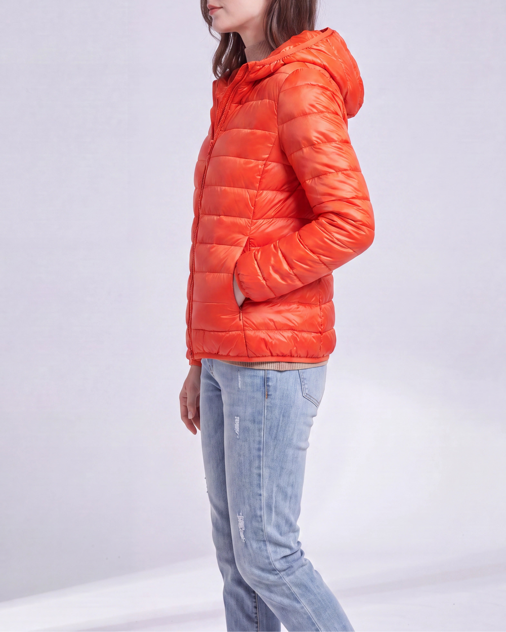 Women's Lightweight Hooded Zip Up Puffer Jacket