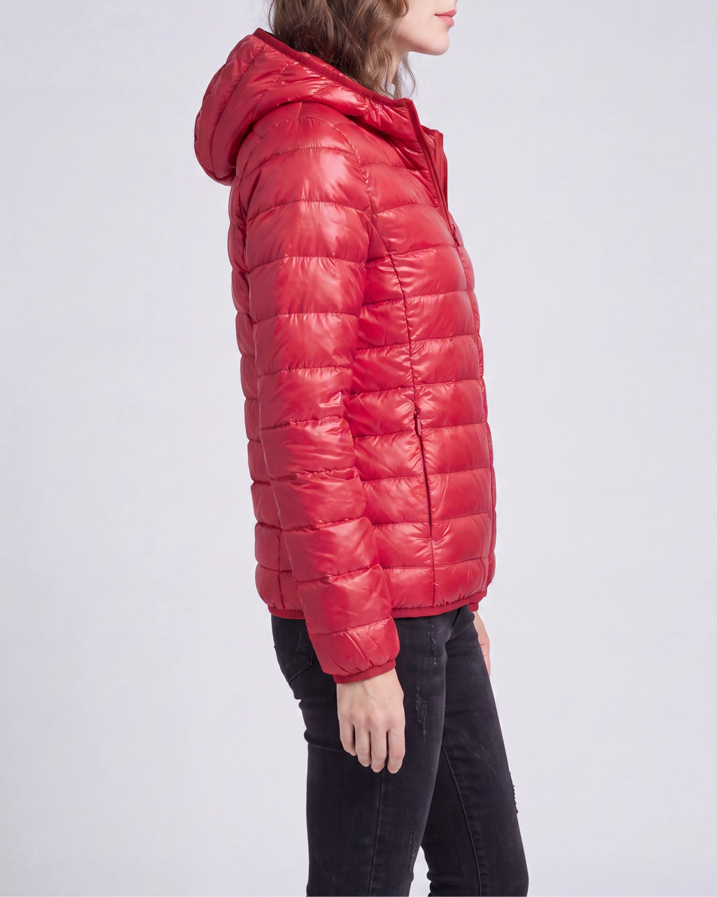 Women's Lightweight Hooded Zip Up Puffer Jacket