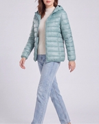 Women's Lightweight Hooded Zip Up Puffer Jacket
