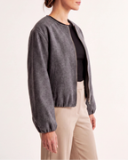 Women's Cropped Relaxed Fit Zip Up Bomber Jacket
