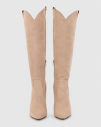 Women's Western Knee High Boots with Pointed Toe and Stiletto Heel