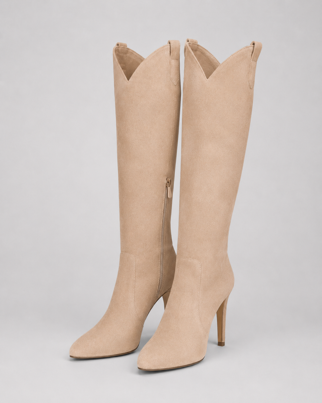 Women's Western Knee High Boots with Pointed Toe and Stiletto Heel