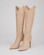 Women's Western Knee High Boots with Pointed Toe and Stiletto Heel