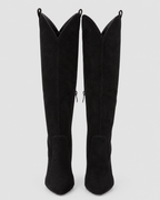 Women's Western Knee High Boots with Pointed Toe and Stiletto Heel