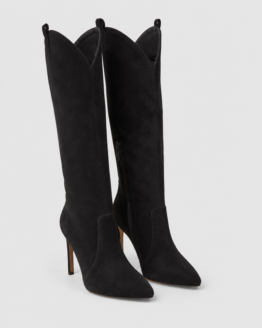 Women's Western Knee High Boots with Pointed Toe and Stiletto Heel