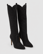 Women's Western Knee High Boots with Pointed Toe and Stiletto Heel