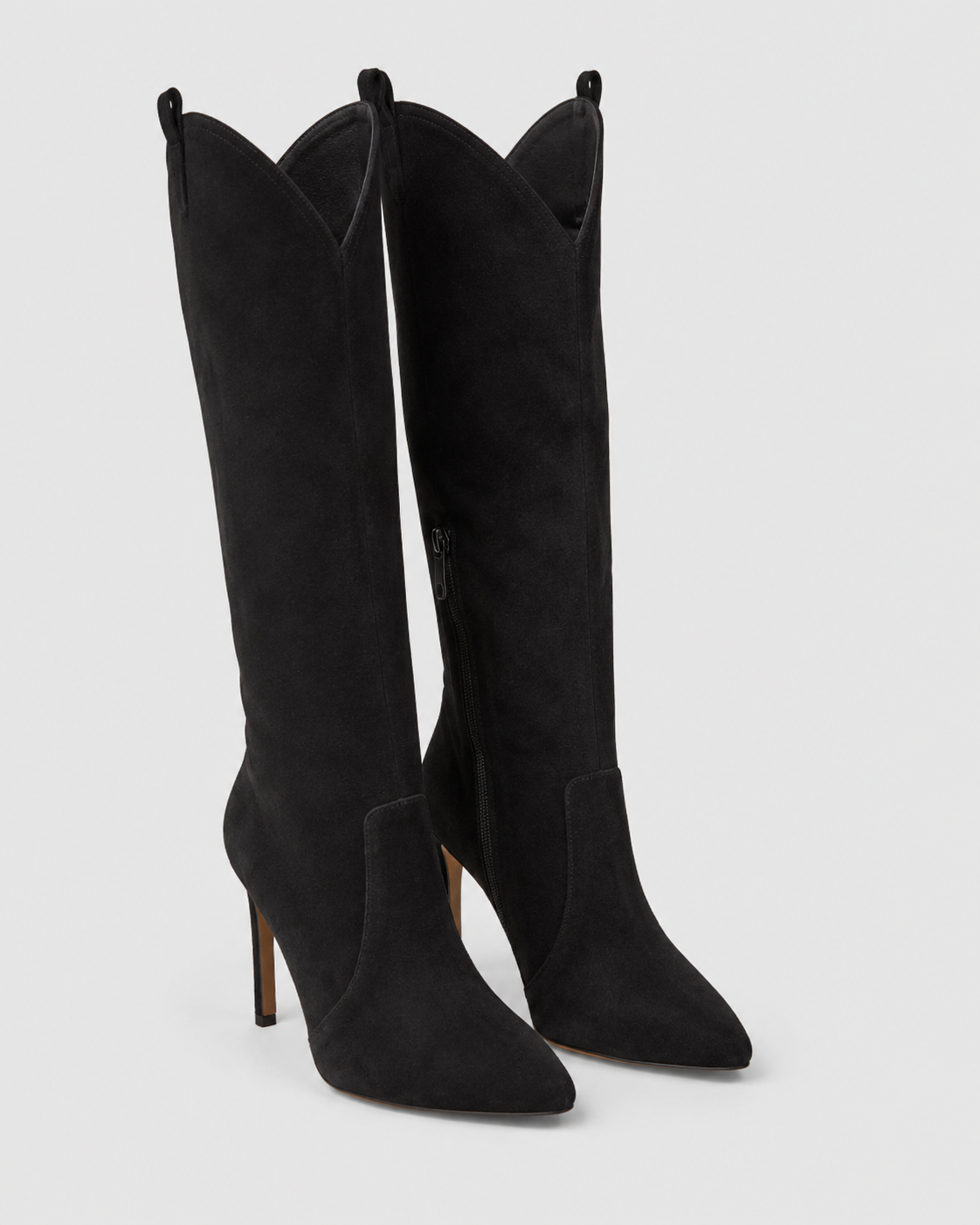 Women's Western Knee High Boots with Pointed Toe and Stiletto Heel