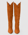 Women's Western Knee High Boots with Pointed Toe and Stiletto Heel