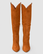 Women's Western Knee High Boots with Pointed Toe and Stiletto Heel