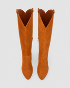 Women's Western Knee High Boots with Pointed Toe and Stiletto Heel