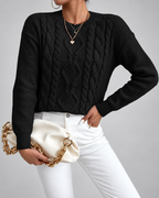 Women's Cable Knit Jumper with Crew Neck