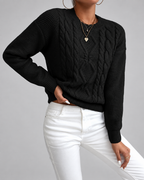 Women's Cable Knit Jumper with Crew Neck
