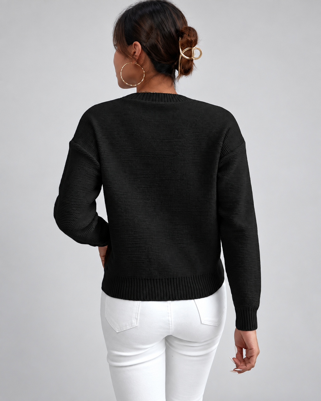 Women's Cable Knit Jumper with Crew Neck