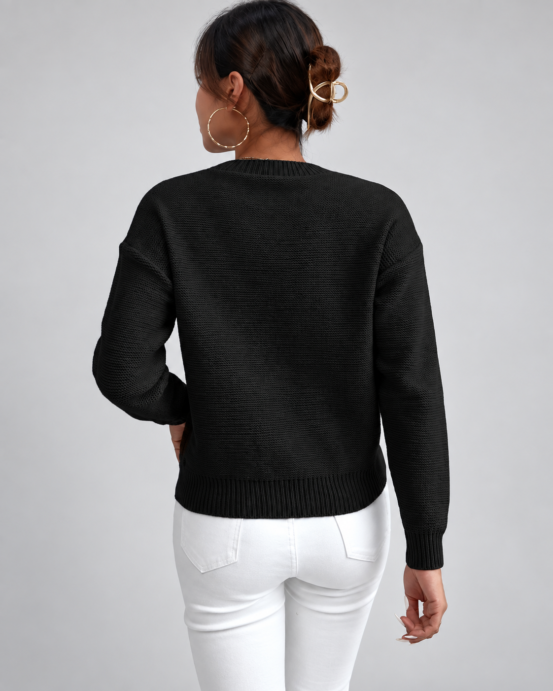 Women's Cable Knit Jumper with Crew Neck