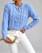 Women's Cable Knit Jumper with Crew Neck