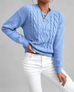 Women's Cable Knit Jumper with Crew Neck
