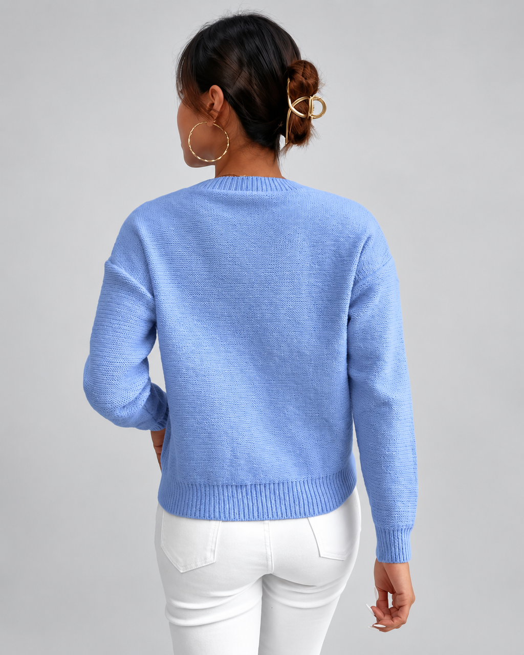 Women's Cable Knit Jumper with Crew Neck