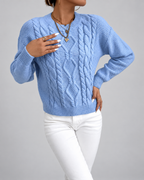 Women's Cable Knit Jumper with Crew Neck