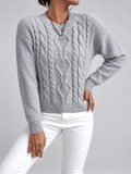 Women's Cable Knit Jumper with Crew Neck