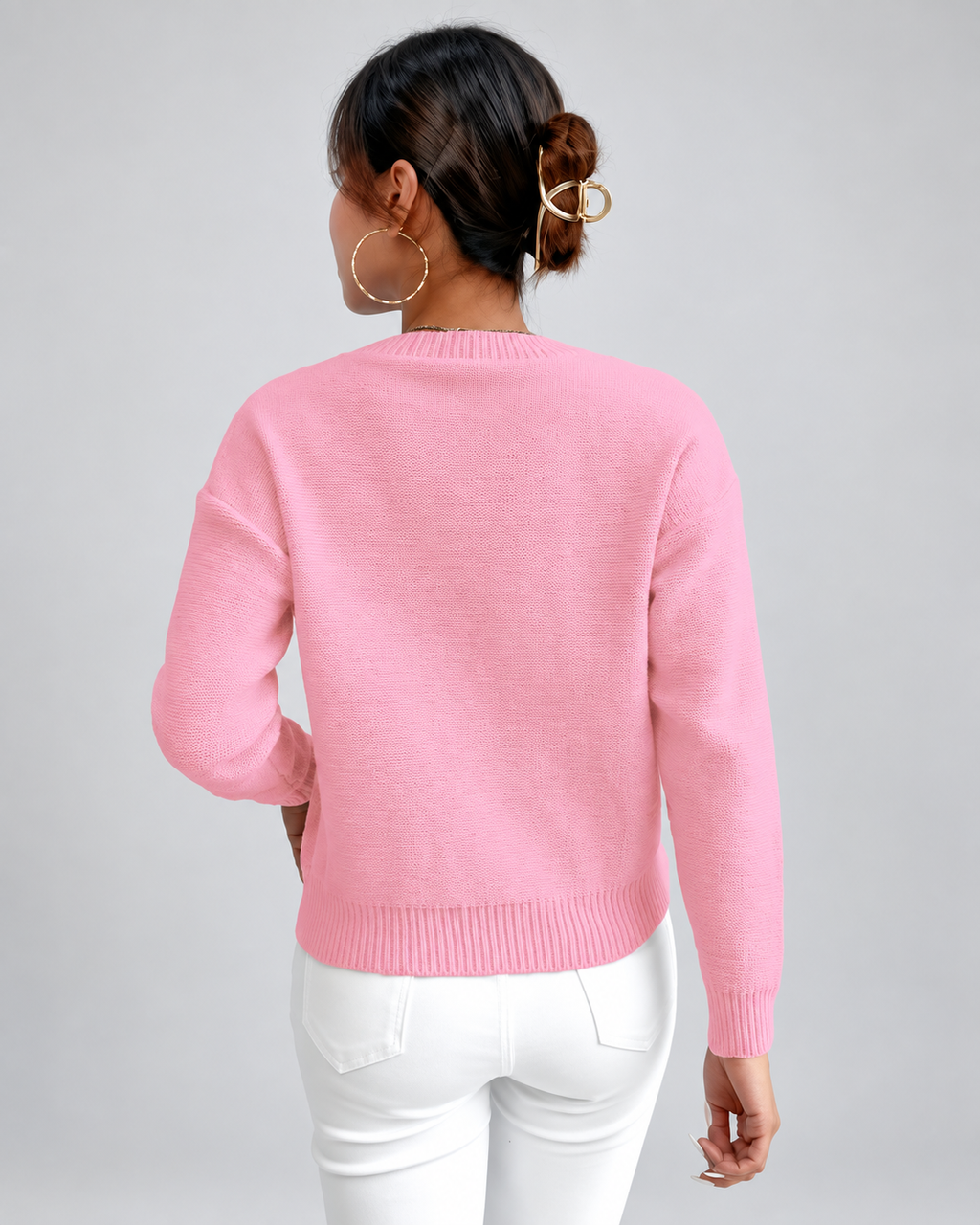 Women's Cable Knit Jumper with Crew Neck