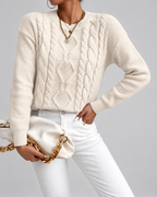 Women's Cable Knit Jumper with Crew Neck