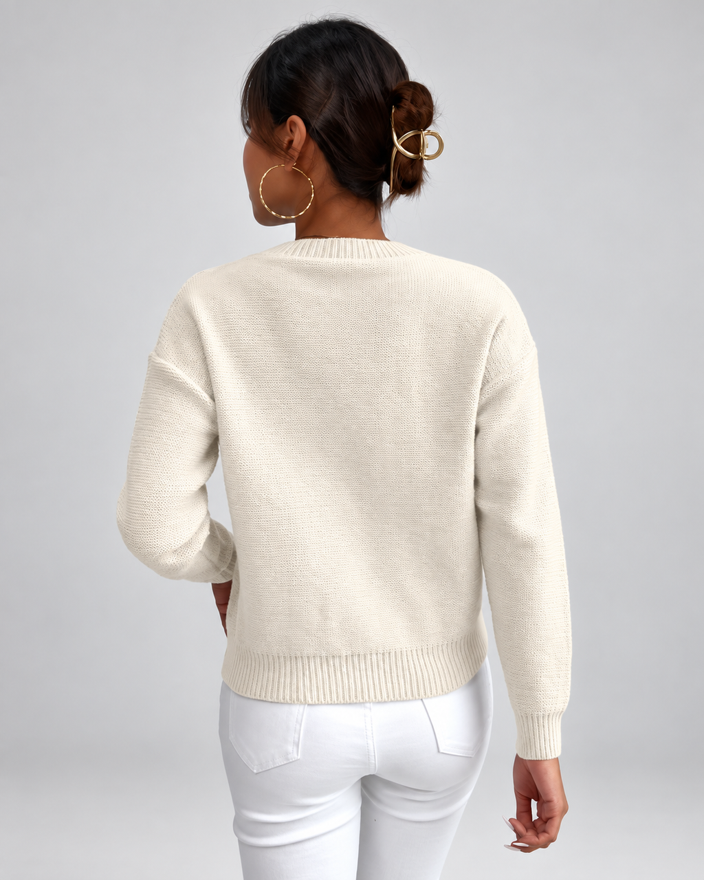 Women's Cable Knit Jumper with Crew Neck