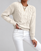Women's Cable Knit Jumper with Crew Neck