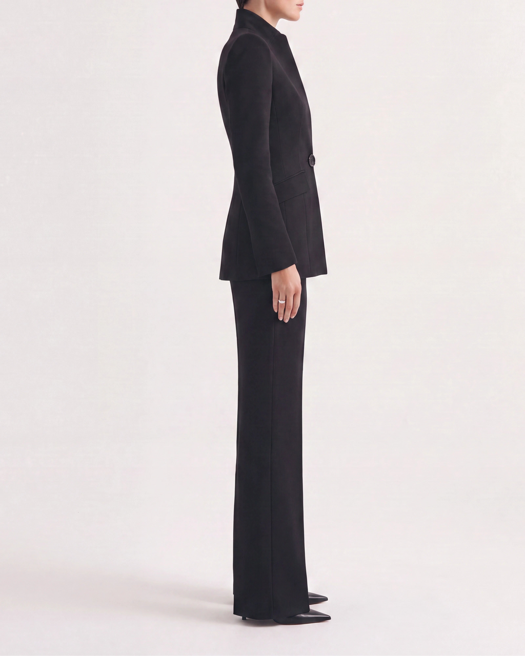 Women's Fitted Two Piece Blazer and Straight Leg Trouser Suit Set