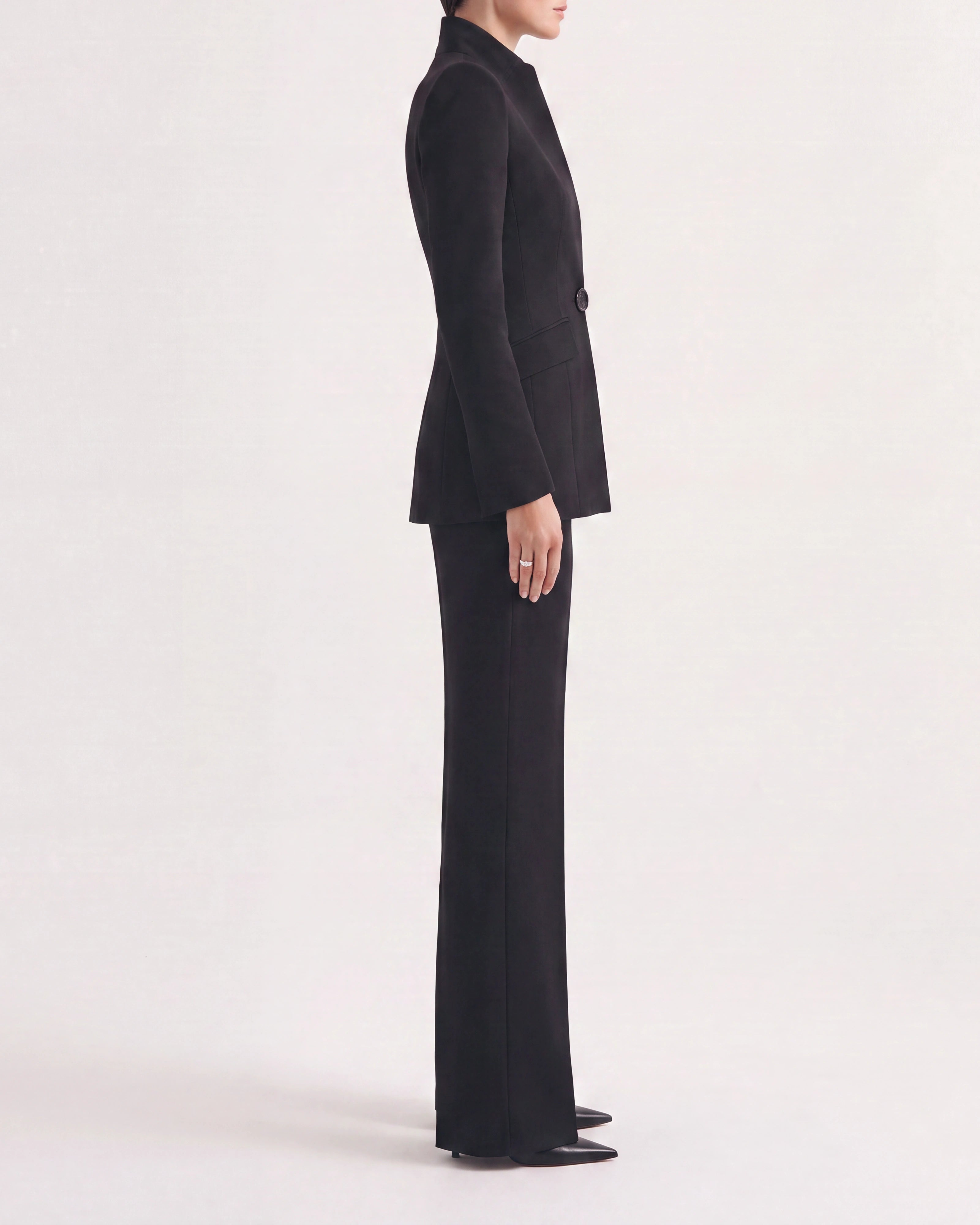 Women's Fitted Two Piece Blazer and Straight Leg Trouser Suit Set