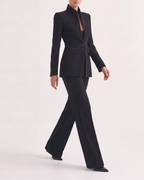 Women's Fitted Two Piece Blazer and Straight Leg Trouser Suit Set