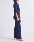 Women's Fitted Two Piece Blazer and Straight Leg Trouser Suit Set