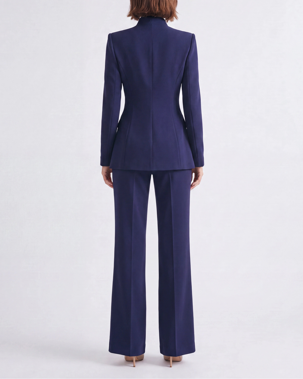 Women's Fitted Two Piece Blazer and Straight Leg Trouser Suit Set